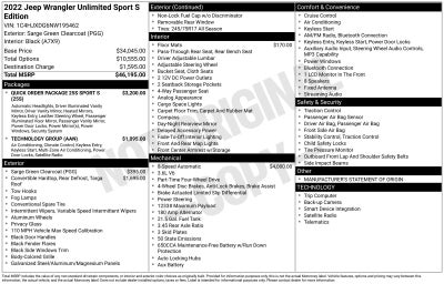 2022 Jeep Wrangler Unlimited Sport S