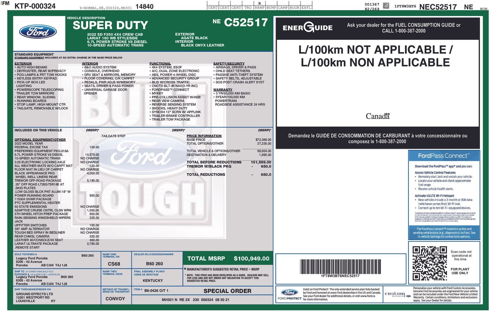 2022 Ford F-350SD Lariat TREMOR W/BLACK PKG