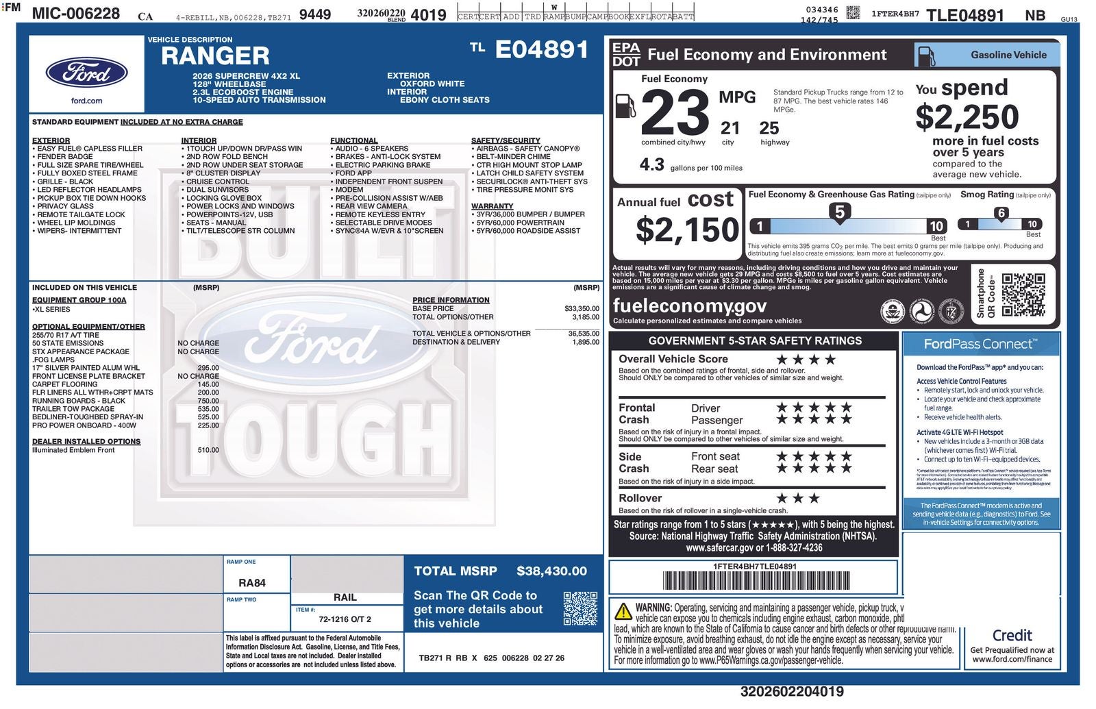 2026 Ford Ranger XL
