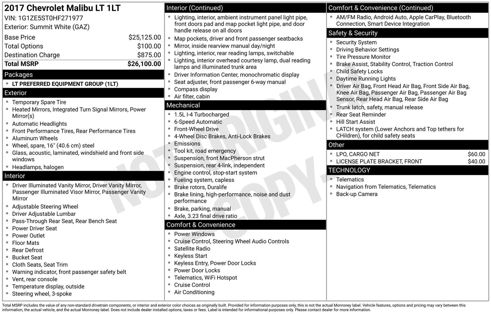 2017 Chevrolet Malibu LT 1LT