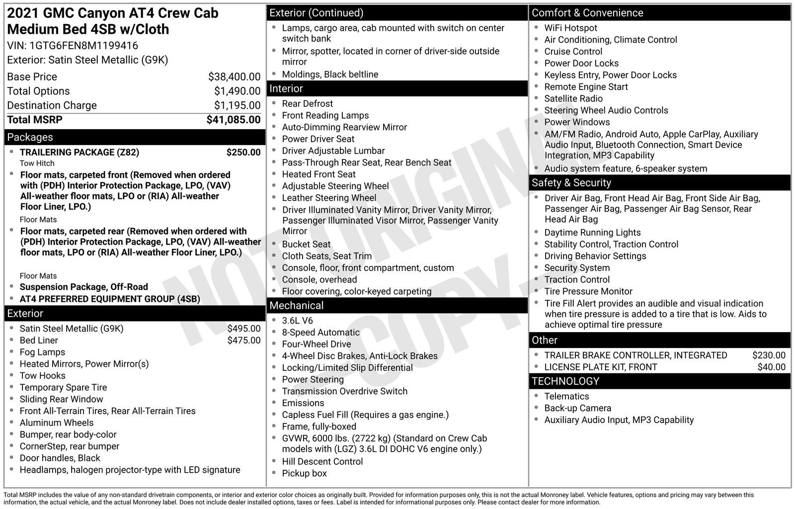 2021 GMC Canyon AT4 w/Cloth