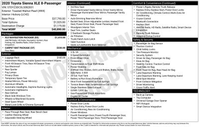 2020 Toyota Sienna XLE 8 Passenger